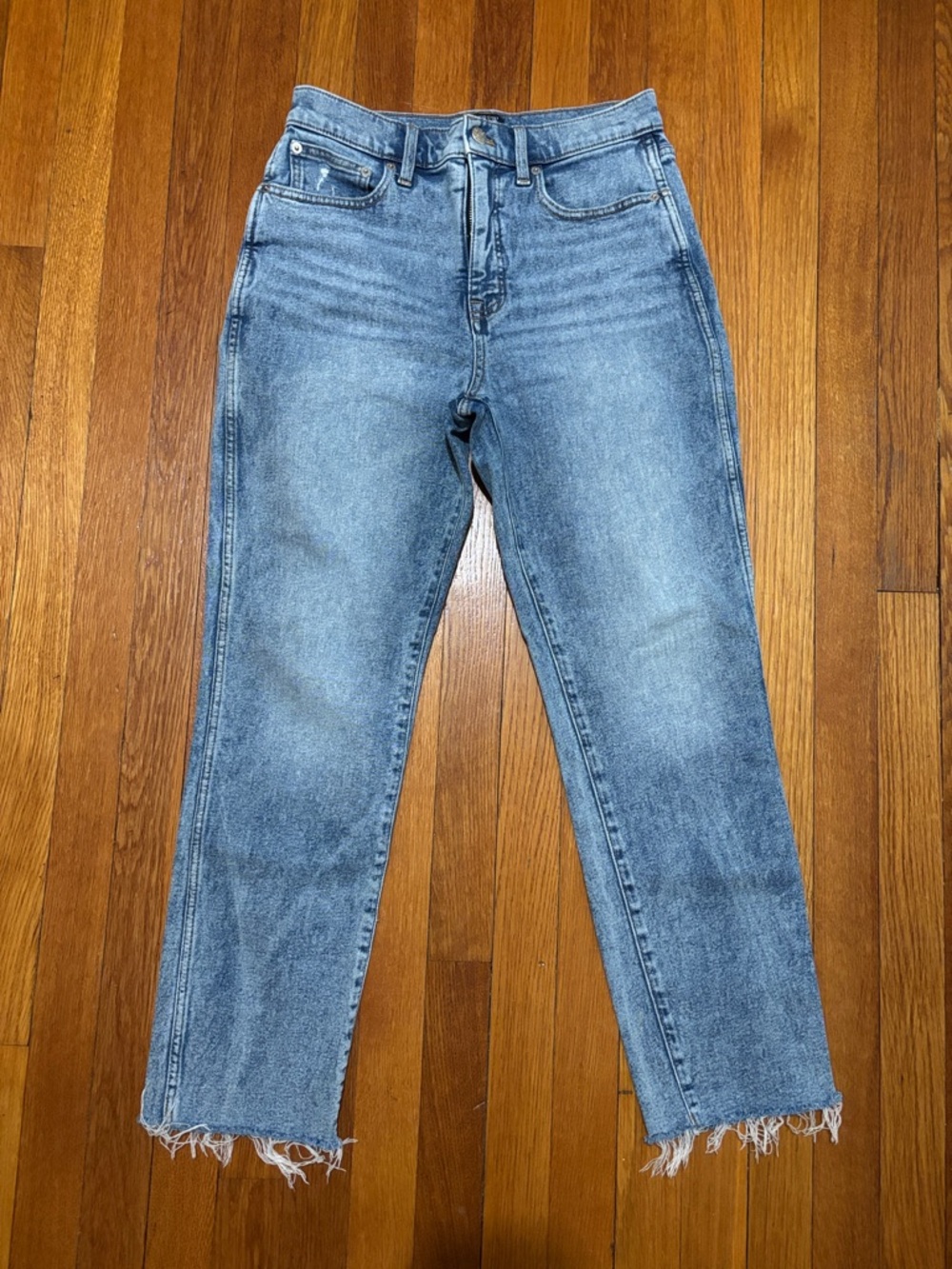 J. Crew Classic Vintage Light Blue Straight Jeans with Raw Hem